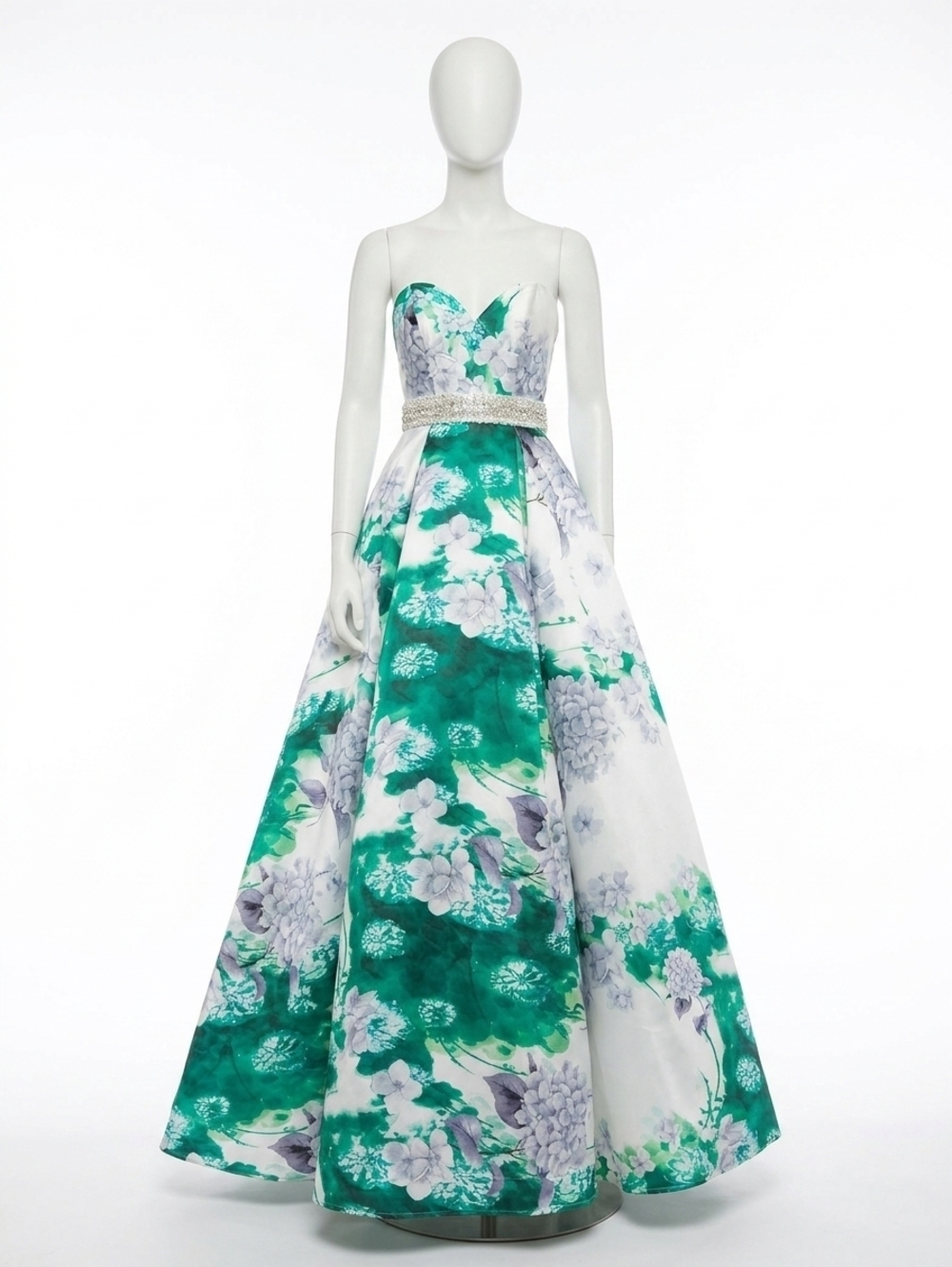 NEW MAC DUGGAL strapless sweetheart neckline floral ball gown in spring green